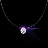 Invisible Fish Line DIAMOND Necklace Pendant 925 SILVER