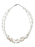 4-Strand Floating Freshwater Pearl Choker Necklace with Magnetic Clasp