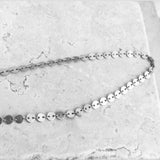 Silver Plated Chain Choker Necklace Fish Bone V Coin Plastic Pearl Women