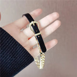 Punk Rock Leather Choker Necklace Geometry Collar Chain