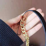 Punk Rock Leather Choker Necklace Geometry Collar Chain