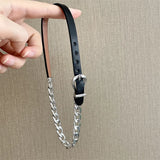 Punk Rock Leather Choker Necklace Geometry Collar Chain