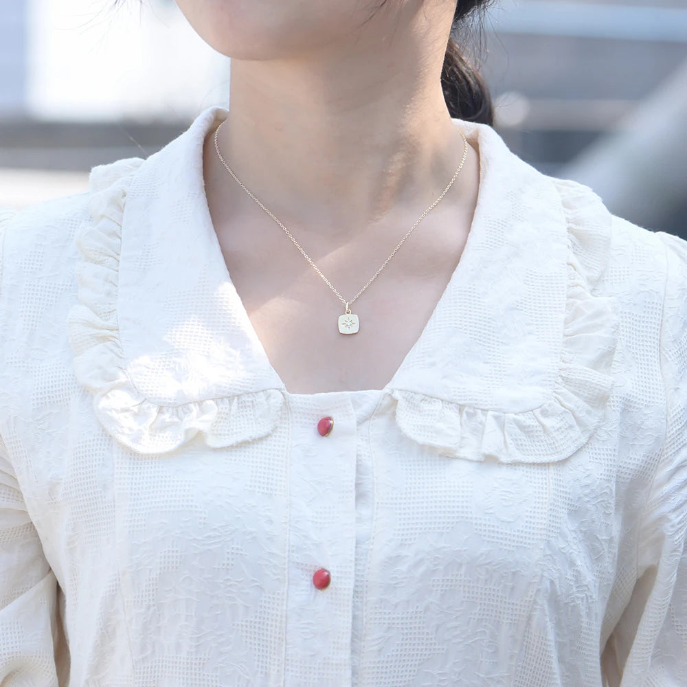 Small Silver Star Zircon Pendant Choker Necklace 925 Sterling Women