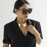 Choker Necklace Women Exaggerated Chunky Metal Wire Torques Collar Punk