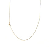 Dainty CZ Cross Charm Choker Necklace 925 Sterling Silver Chain
