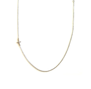 Dainty CZ Cross Charm Choker Necklace 925 Sterling Silver Chain