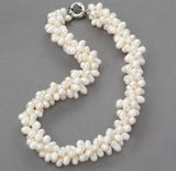 Choker Pearl Jewelry,White Twisted Real Freshwater Pearl Necklace