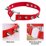 Gothic Punk Faux Leather Spike Choker Necklace