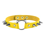 Gothic Punk Faux Leather Spike Choker Necklace