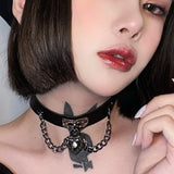 Dark Choker Collar Necklace Punk Gothic Love Chain