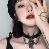 Dark Choker Collar Necklace Punk Gothic Love Chain