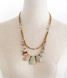 Teardrop Stones Seed Beads Choker Layered Necklace
