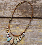 Teardrop Stones Seed Beads Choker Layered Necklace