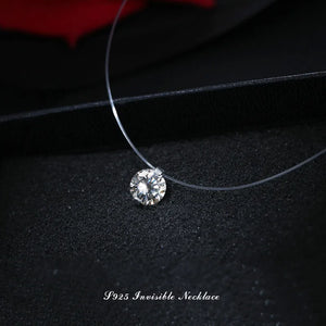 Zircon Pendant Choker Necklace for Women Fishline Transparent Invisible Line