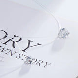 Zircon Pendant Choker Necklace for Women Fishline Transparent Invisible Line