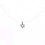 Zircon Pendant Choker Necklace for Women Fishline Transparent Invisible Line