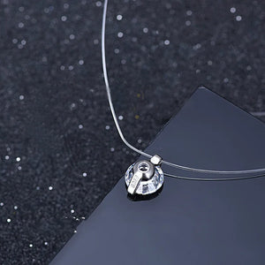 Zircon Pendant Choker Necklace for Women Fishline Transparent Invisible Line