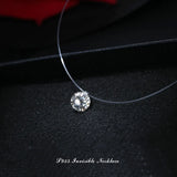 Zircon Pendant Choker Necklace for Women Fishline Transparent Invisible Line