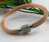 Four Tone Women's Stainless Steel Crystal Chain Bracelet