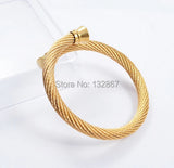 Colour IP Plated Top Stainless Steel Women Wire Cuff Bracelet Bangle