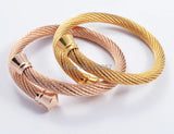 Colour IP Plated Top Stainless Steel Women Wire Cuff Bracelet Bangle