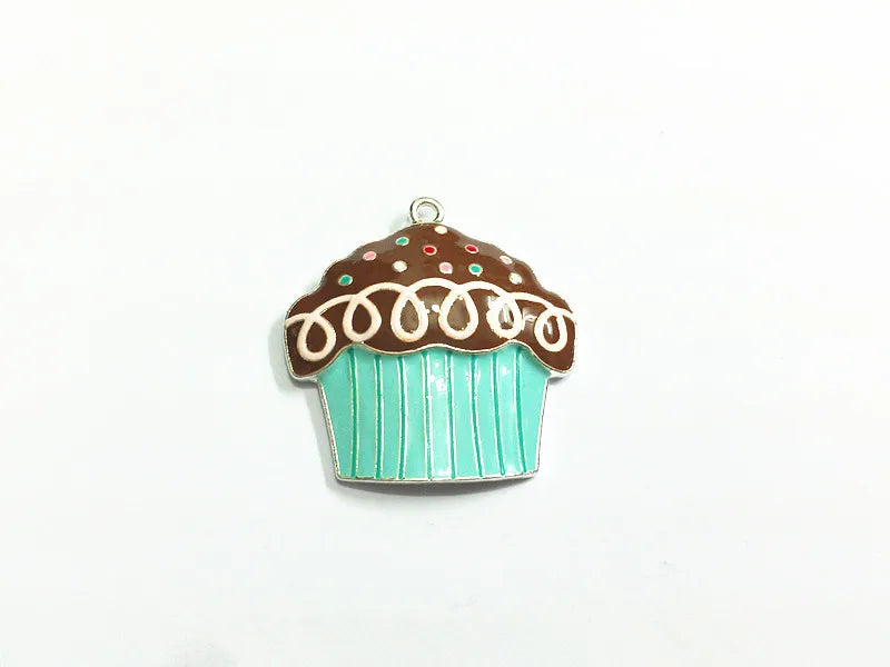 10pcs Silvery Cupcake Pendants for Jewelry Making