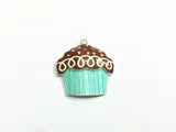 10pcs Silvery Cupcake Pendants for Jewelry Making
