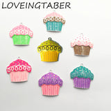 10pcs Enamel Silver Cupcake Pendants for Jewelry Making
