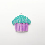 10pcs Enamel Silver Cupcake Pendants for Jewelry Making