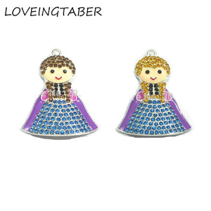 10pcs Snow Princess Hair Rhinestone Pendants for Necklace