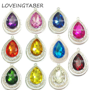 10pcs Silvery Water Drop Rhinestone Pendants For Necklace