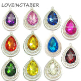 10pcs Silvery Water Drop Rhinestone Pendants For Necklace