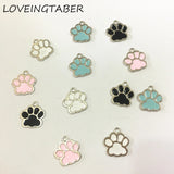 Rhodium Plated Enamel Dog Bear Paw Charms Pendants - 30pcs/lot