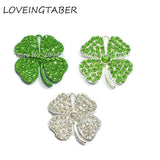 32mm Clover Rhinestone Pendants Lot of 10 for St. Patrick's Jewelry
