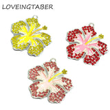 36mm Tropical Rhinestone Flower Pendants x10 for Easter Necklace