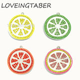38MM 10pcs Lemon Slice Rhinestone Pendants Summer Necklace