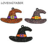 10pcs/lot Cartoon Witches' Hat Rhinestone Pendants for Halloween