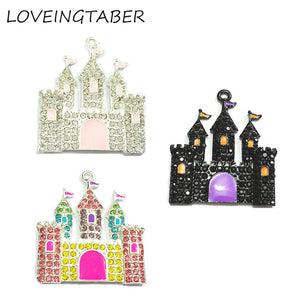 10pcs/Lot Castle Rhinestone Pendants for Necklace