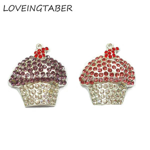 40mm*38mm Cupcake Rhinestone Pendant For Necklace