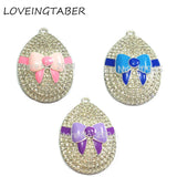 10pcs/lot Easter Egg With Bow Rhinestone Pendants