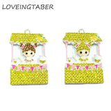 10pcs 42mm*30mm Lemonade Girl Rhinestone Pendants