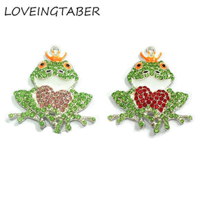 10pcs/lot Crown Frog Rhinestone Pendants For Necklace