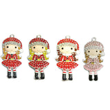 Santa Hat Girl Rhinestone Pendants 10pcs/lot for Christmas Jewelry