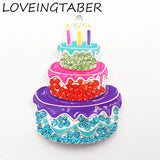 10pcs/lot Birthday Cake Rhinestone Pendants For Kids Necklace Making