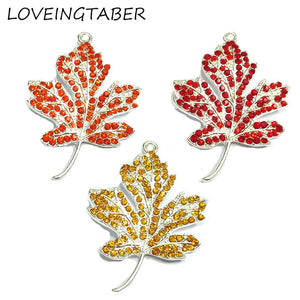 Autumn Leaf Rhinestone Pendant 10pc Lot for Chunky Necklace