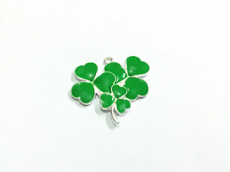 10pcs Lot 3-Clover Full Rhinestone Enamel Pendants