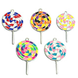 10pcs Enamel Lollipop Pendants, Halloween/4th of July/Rainbow Design, 48x31mm