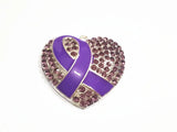 Heart Rhinestone Enamel Breast Cancer Ribbon Pendants 10pcs