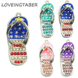 10pcs/lot Slipper Rhinestone Pendants For 4th Of July Summer Jewelry