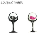 10pcs Full Enamel Wine Glass Pendants For Necklace Making